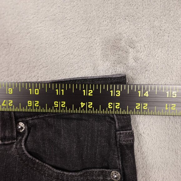 Free People jeans high rise flare women's 27 black denim button fly raw hems - Picture 6 of 11